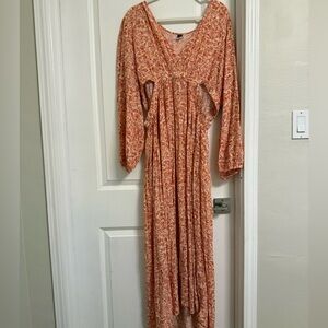 Old Navy Orange Floral Long Sleeve Dress